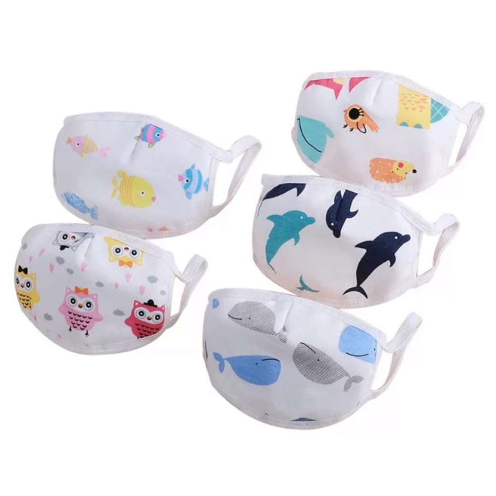 PACK of 5 (FIVE) TODDLERS NO ELASTIC Face Masks